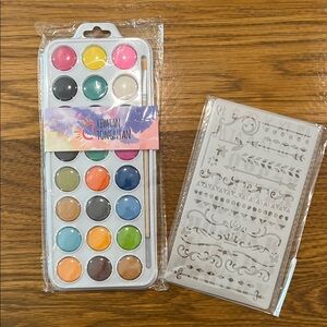 Watercolor Paint Set with Stencils. New and Unused